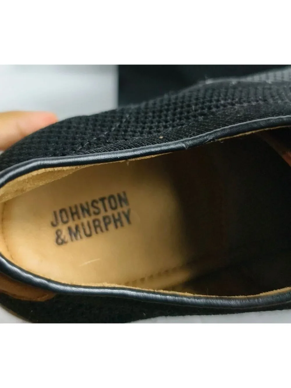 Johnston & Murphy Boys 6 Holden Knit Wingtip Lace-Up Shoes Black New